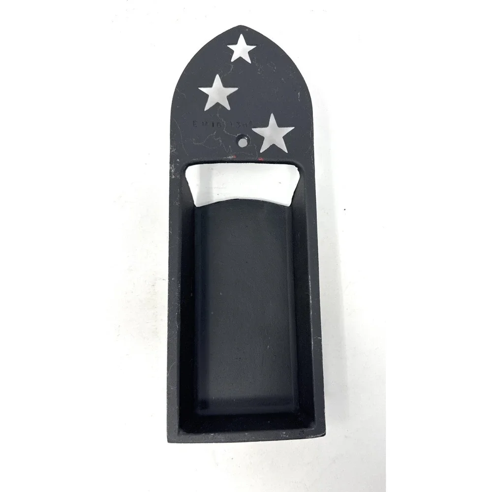 Vintage‎ EMIC Black Cast Iron Match Holder  w/Cut Out Stars Hangable